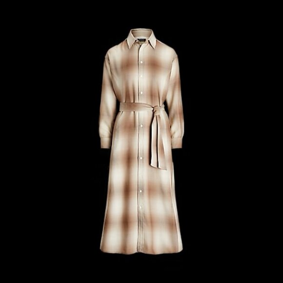 Plaid Belted Wool Shirt Dress - Picture 12 of 14